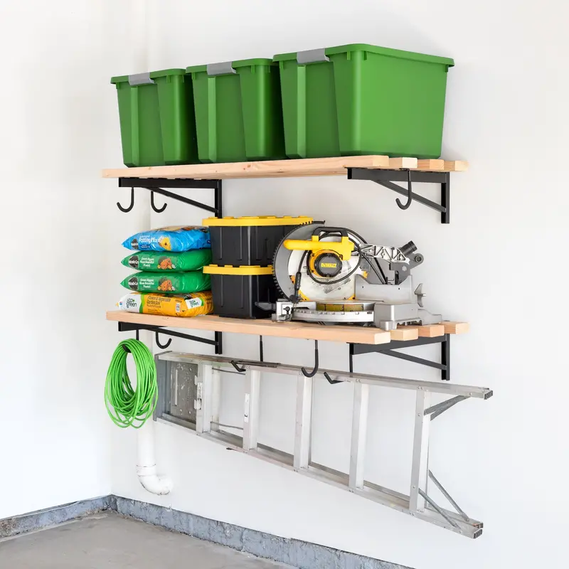 2-Foot By 4-Foot Diy Wall Shelf Brackets – Reinforced Garage Shelving Kit 1