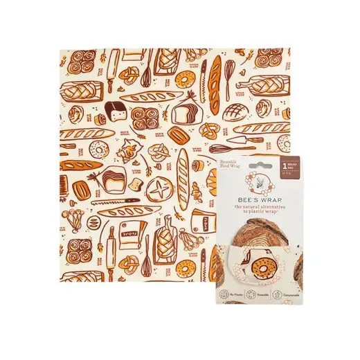 Bee’S Wrap Organic Cotton Bread Bag – Bakery Lane Design, 12" X 15" Beeswax Wrap 1