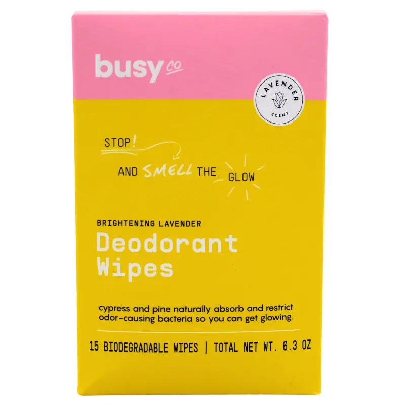 Busy Co Glow Lavender Deodorant Wipes – 15 Count 1