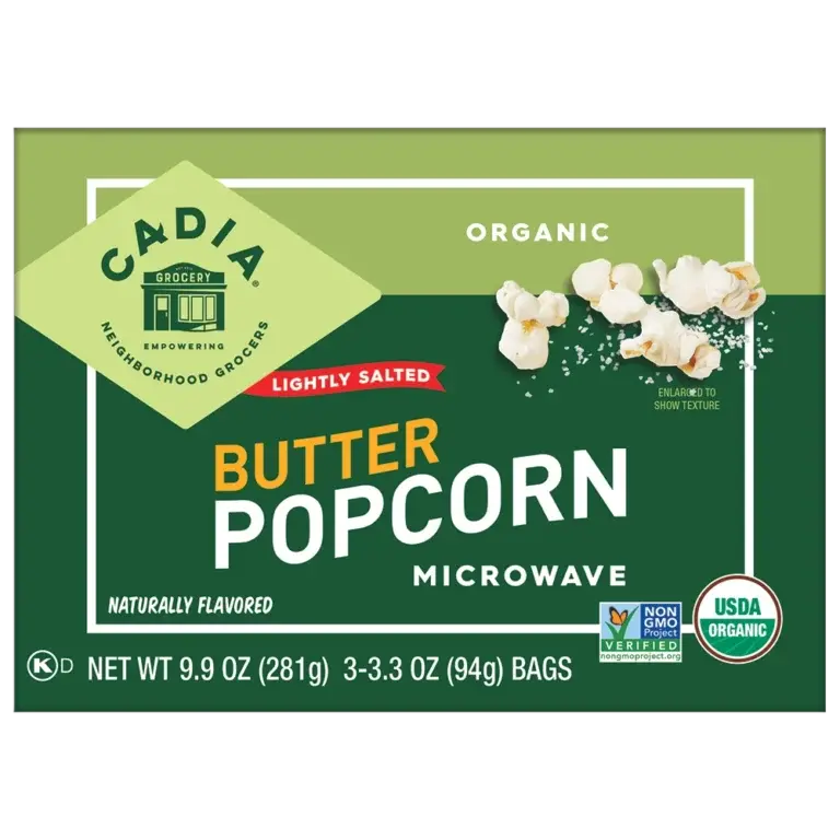 Cadia Organic Butter-Flavored Microwave Popcorn – 3.3 Oz (3-Pack) 1