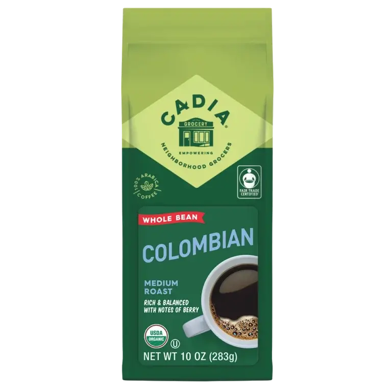 Cadia Organic Colombian Whole Bean Coffee – 10 Oz Bag 1