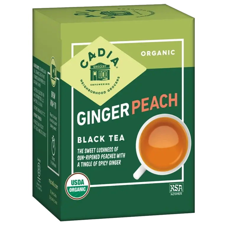 Cadia Organic Ginger Peach Black Tea Bags – 16 Count 1