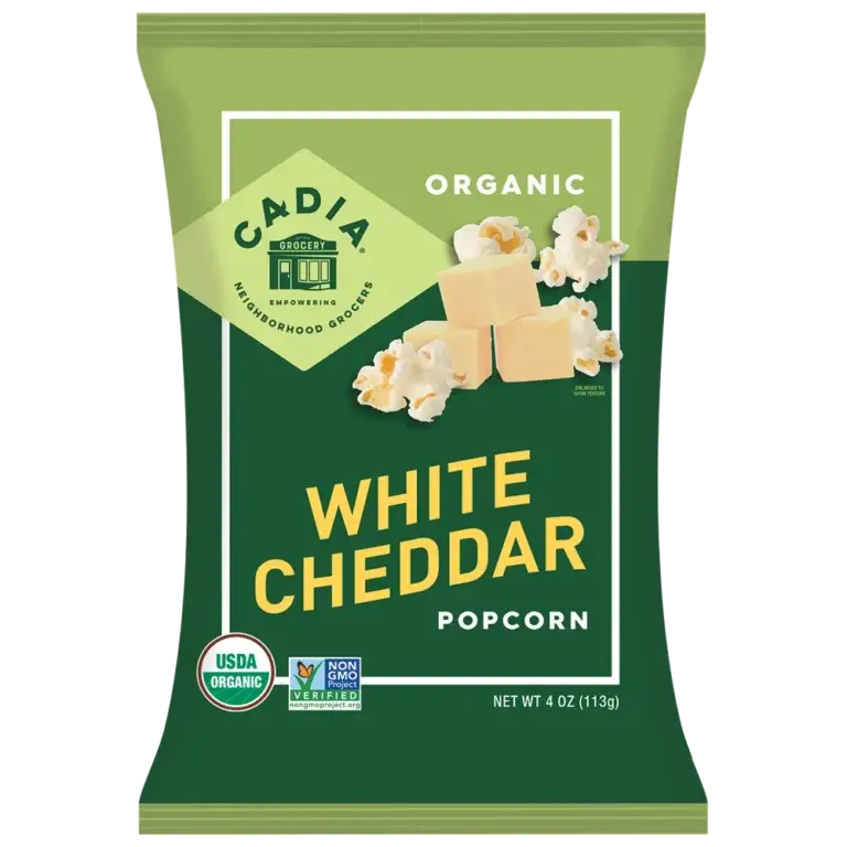 Cadia Organic White Cheddar Popcorn – 4 Oz Bag 1