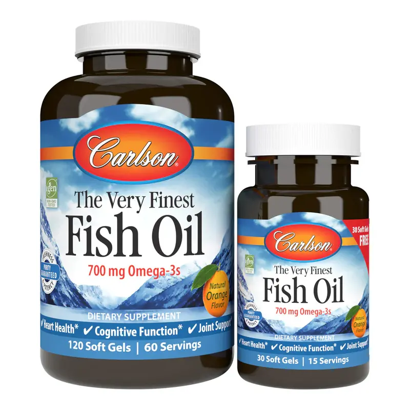Carlson Very Finest Fish Oil – Orange Flavor, 150Ct Softgels (120+30 Bonus) 1