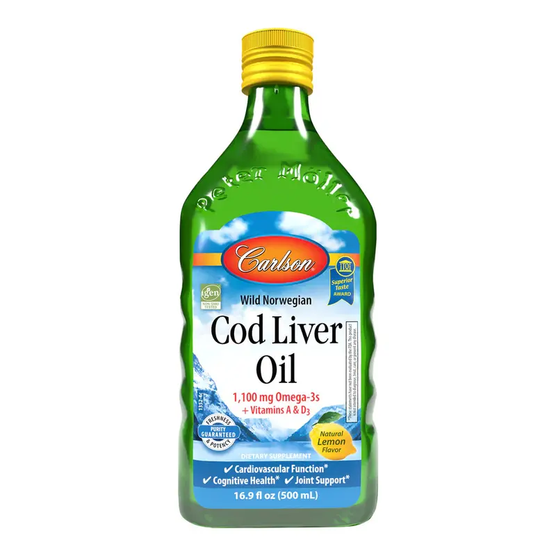 Carlson Wild Norwegian Cod Liver Oil – Lemon Flavor, 500 Ml 1