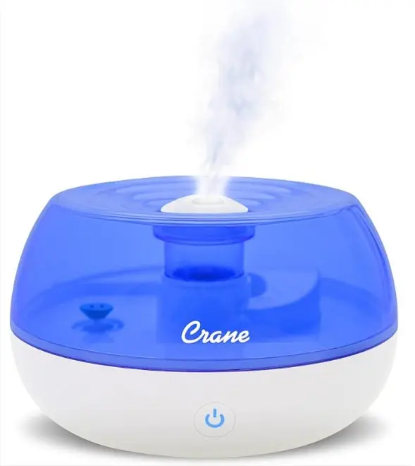 Crane Ultrasonic Cool Mist Humidifier – 0.2-Gallon Personal Unit For Bedroom Or Office, Filter-Free Operation (Blue/White) 1