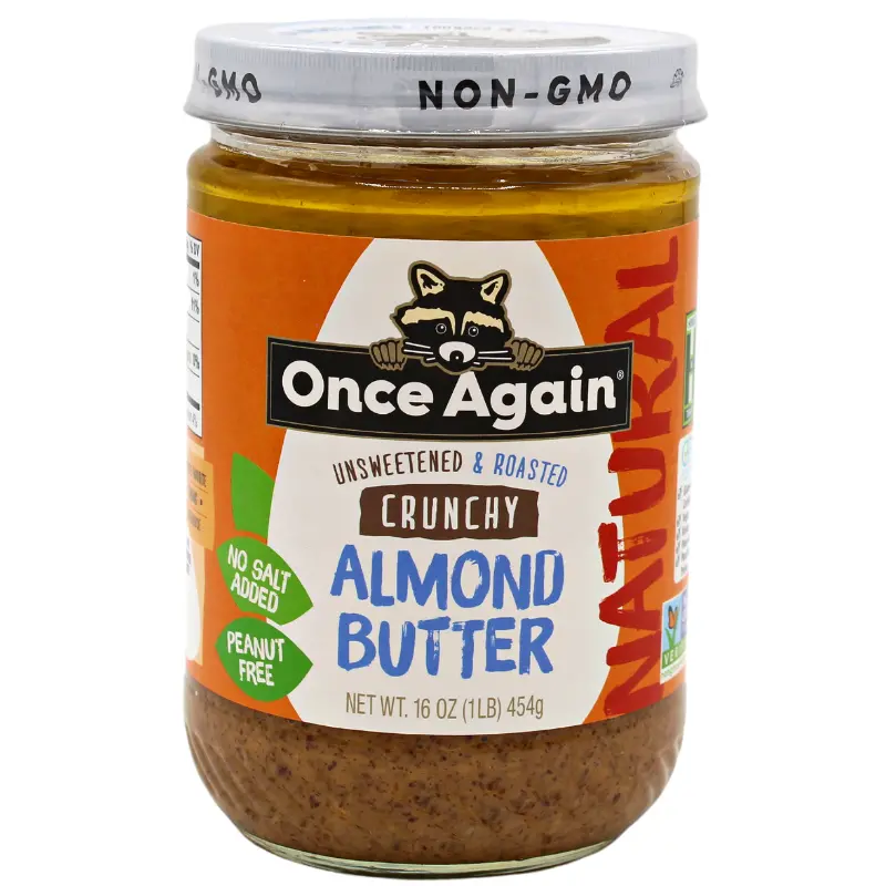 Crunchy Roasted Unsweetened Organic Almond Butter By Once Again – 16 Oz 1