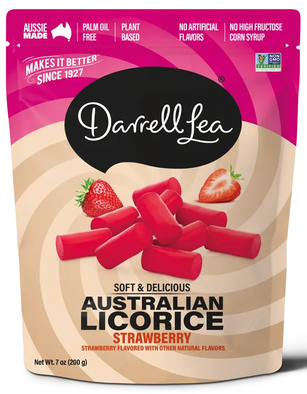 Darrell Lea Strawberry Soft Licorice – 7 Oz Bag 1