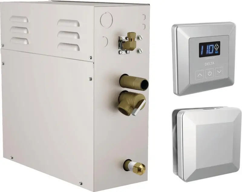 Delta Simplesteam 7.5 Kw Chrome Steam Shower Kit With Square Control Panel And Steam Head (Model 5P-Est07-Pr) 1