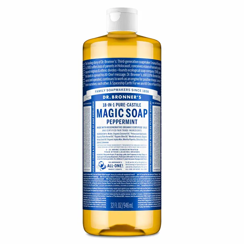 Dr. Bronner’S Peppermint Liquid Castile Soap – 32 Fl Oz Invigorating Organic Formula 1