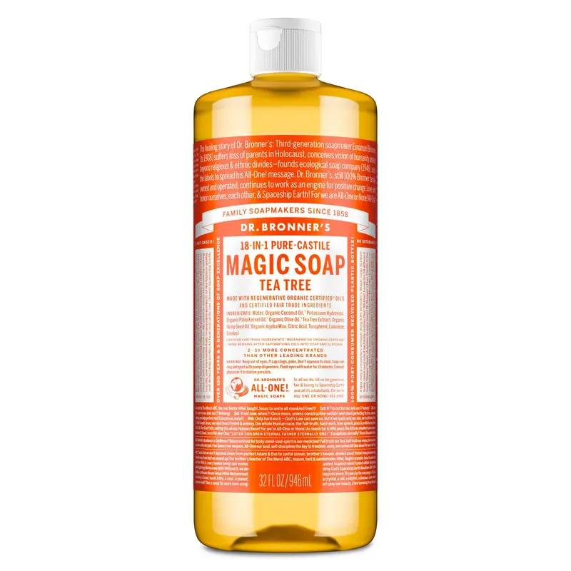Dr. Bronner’S Tea Tree Liquid Castile Soap – 32 Fl Oz Pure Organic Cleanser 1