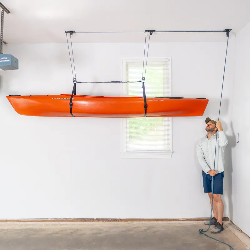 Easylift Kayak Hoist System – 150-Pound Ceiling Storage Solution 1