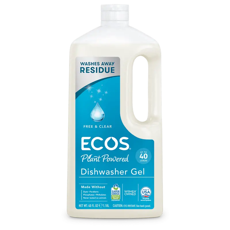 Ecos Free & Clear Auto Dish Gel, 40 Oz Biodegradable Formula 1