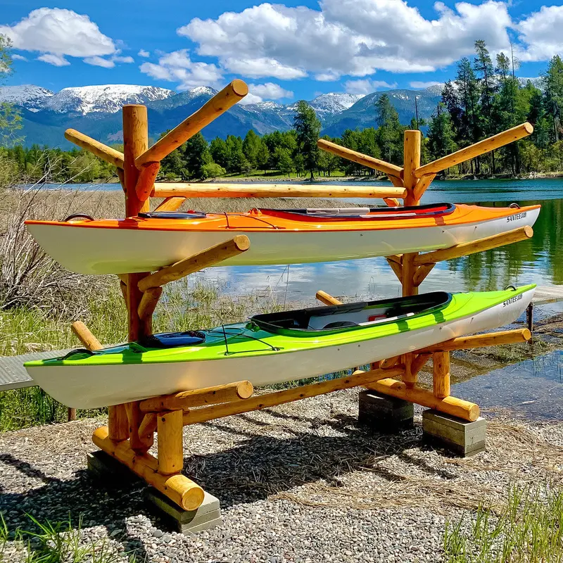 Freestanding 6-Vessel Log-Style Rack For Kayaks, Canoes, And Sups 1