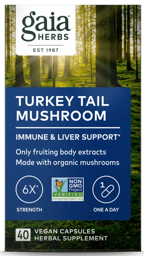 Gaia Herbs Turkey Tail Mushroom Immune Support, Vegan Capsules, 40 Count 1