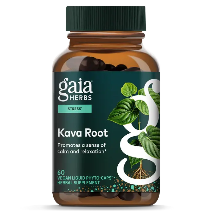 Gaia Kava Root Capsules – 60 Count Herbal Supplement For Calm & Relaxation 1