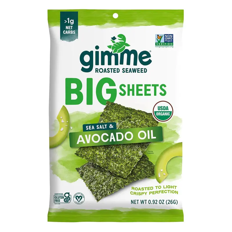 Gimme Organic Avocado Oil Seaweed Snacks – Big Sheets, 0.92 Oz 1