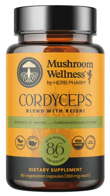 Herb Farm Organic Cordyceps & Reishi Mushroom Blend, 90 Capsules 1