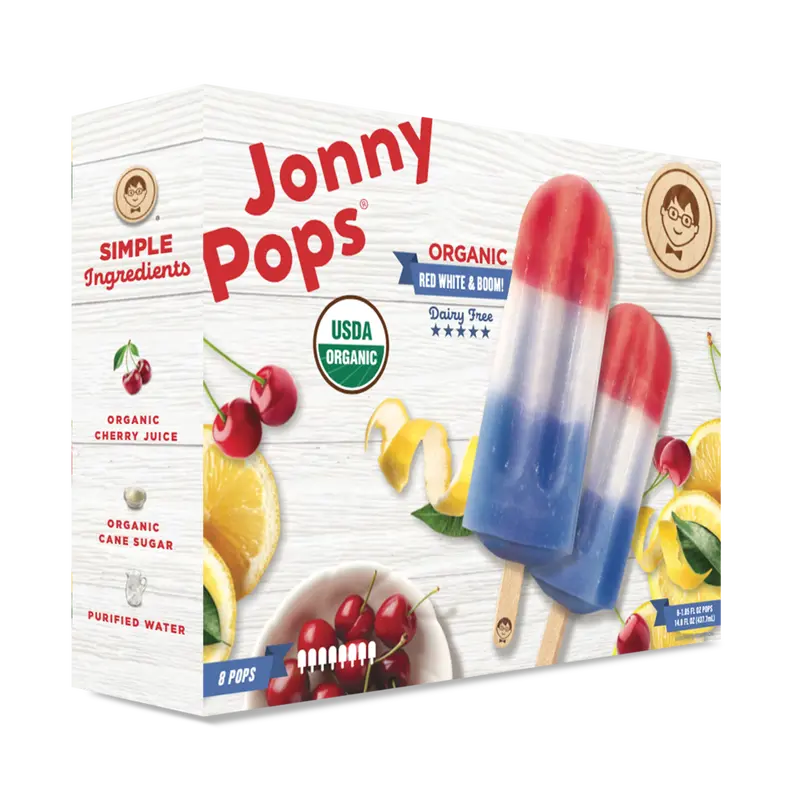 Jonny Pops Organic Water Pops - Red, White & Boom Flavor (14.8 Oz) 1