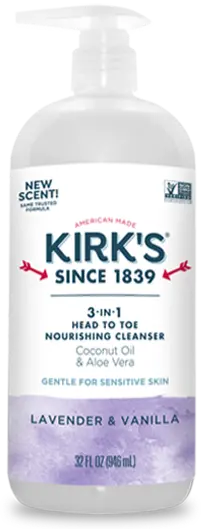 Kirk'S Heat-To-Toe 3-In-1 Cleanser, Lavender & Vanilla Scent, 32 Oz 1