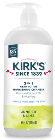 Kirk’S Heat-To-Toe 3-In-1 Cleanser With Juniper & Lime Scent, 32 Fl Oz 1