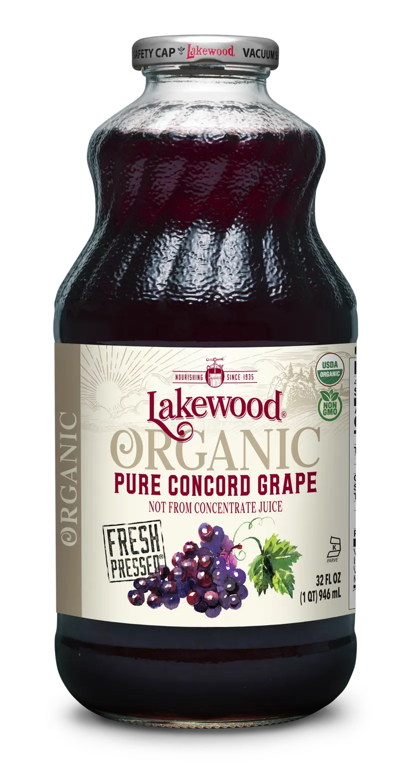 Lakewood Organic Pure Concord Grape Juice – 32 Oz Bottle 1