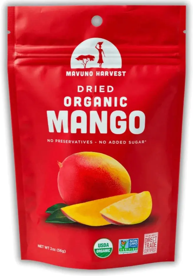 Mavuno Harvest Organic Dried Mango Pieces – 2 Oz 1
