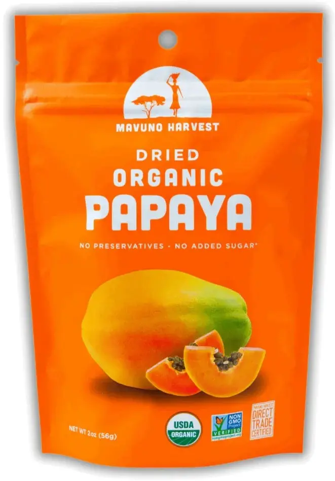 Mavuno Harvest Organic Dried Papaya Chunks – 2 Oz 1