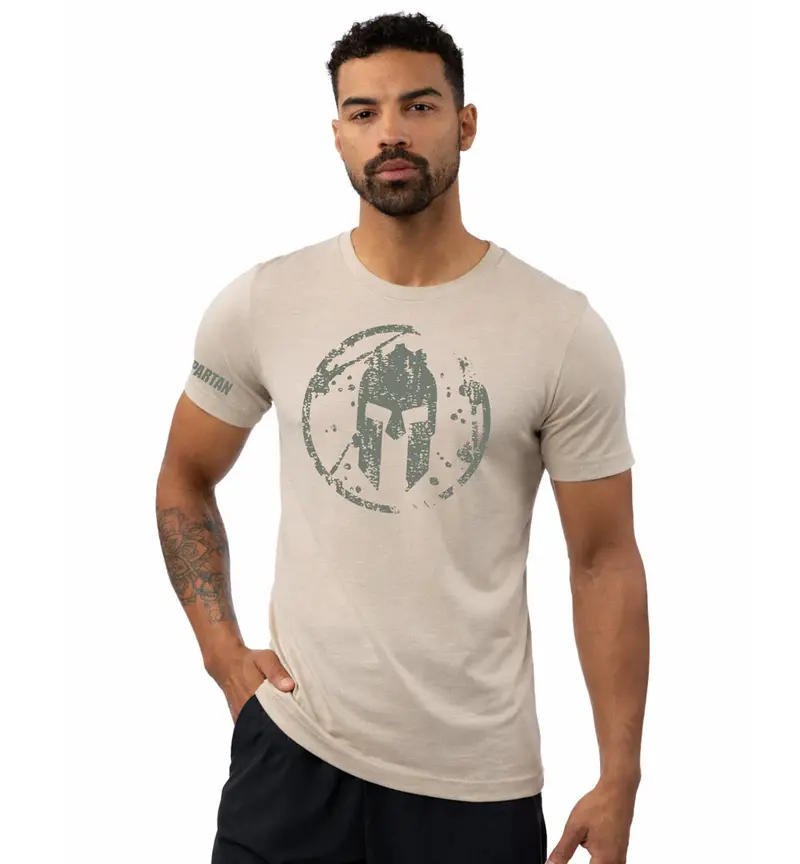 Men'S Distressed Spartan Helmet Print T-Shirt 1