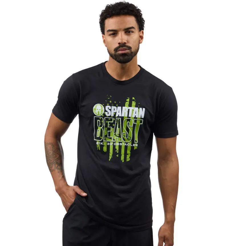 Men'S Spartan Beast Flag Themed T-Shirt 1