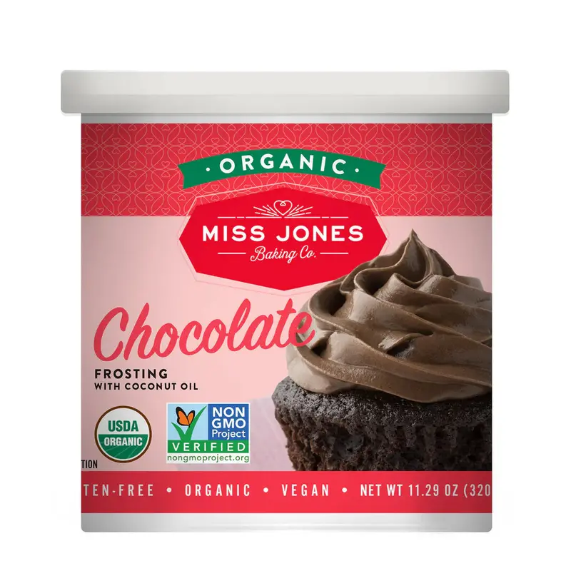 Miss Jones Organic Chocolate Frosting – 11.29 Oz Tub 1