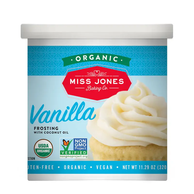 Miss Jones Organic Vanilla Frosting – 11.29 Oz Tub 1