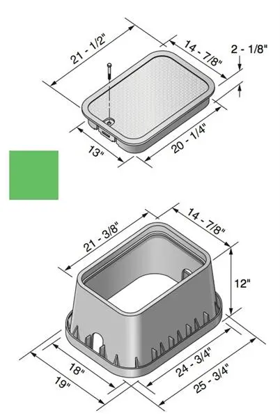 Nds Pro 13X20X12-Inch Green Overlapping-Lid Valve Box 1
