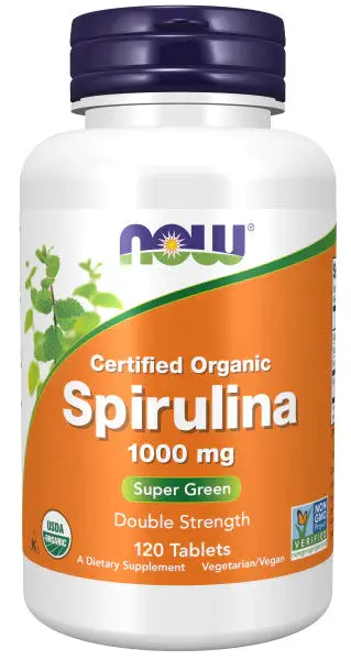 Now Organic Spirulina Tablets – 1000Mg, 120 Count 1
