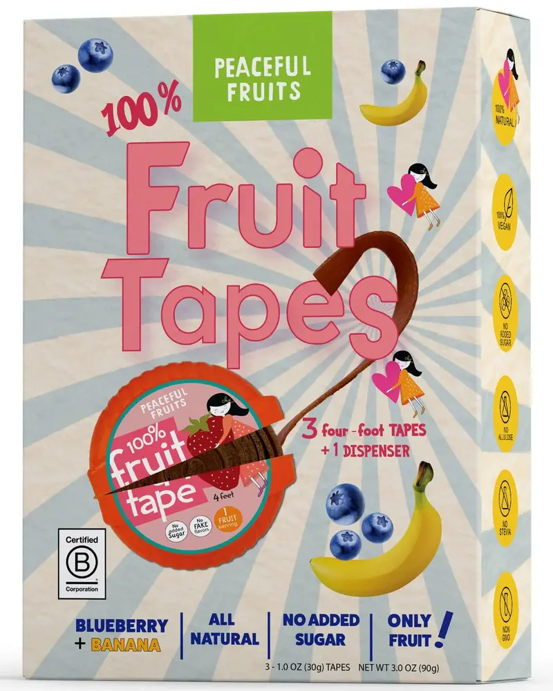 Peaceful Fruits Blueberry & Banana Fruit Tape – 3 X 1 Oz All-Natural Snacks 1