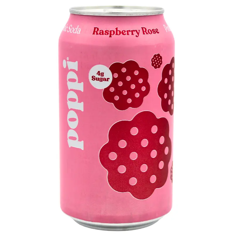 Poppi Raspberry Rose Prebiotic Soda – 12 Oz Can (With Deposit Fee) 1