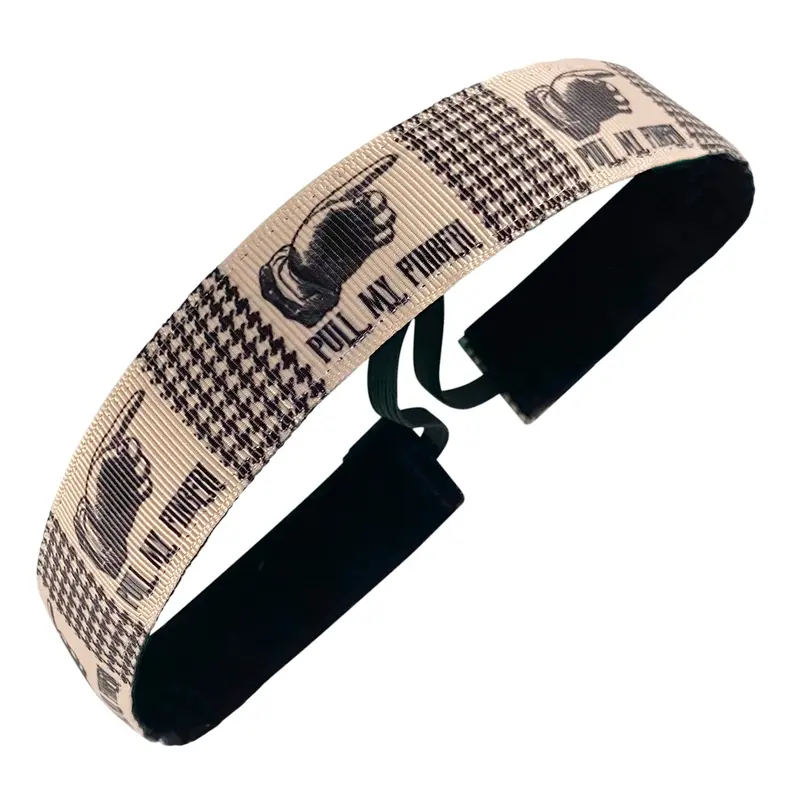 Pull My Finger Ribbon – Humorous Black And Tan 1-Inch Novelty Trim 1