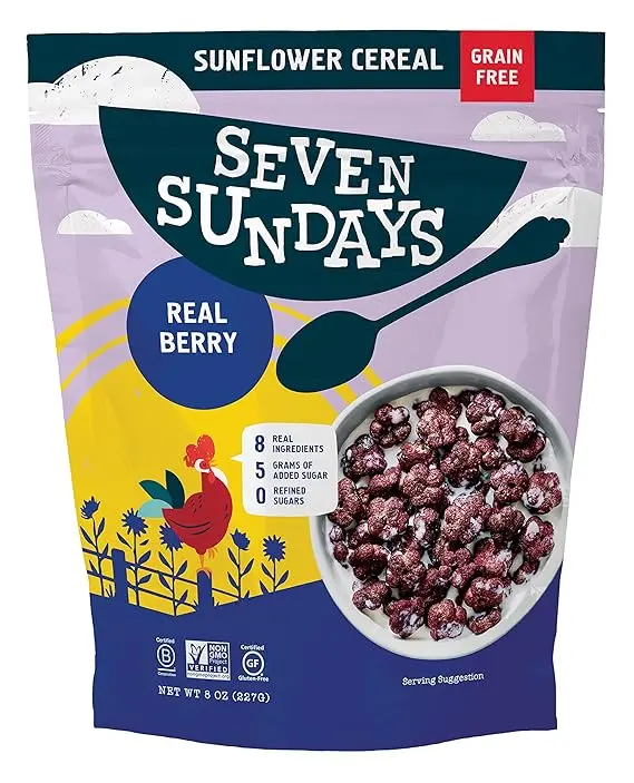Seven Sundays Grain-Free Berry Sunflower Seed Cereal – Naturally Sweetened, 8 Oz 1