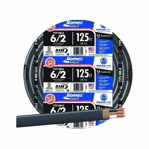 Southwire 6/2 Nm-B Copper Romex Cable With Ground – 250 Ft, Black (Model 28894402) 1