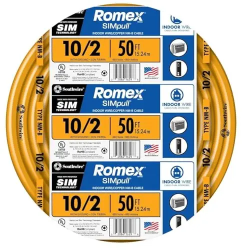 Southwire Romex Simpull 10/2 Nm-B Copper Electrical Wire With Ground — 50 Ft, Orange Jacket (28829022) 1