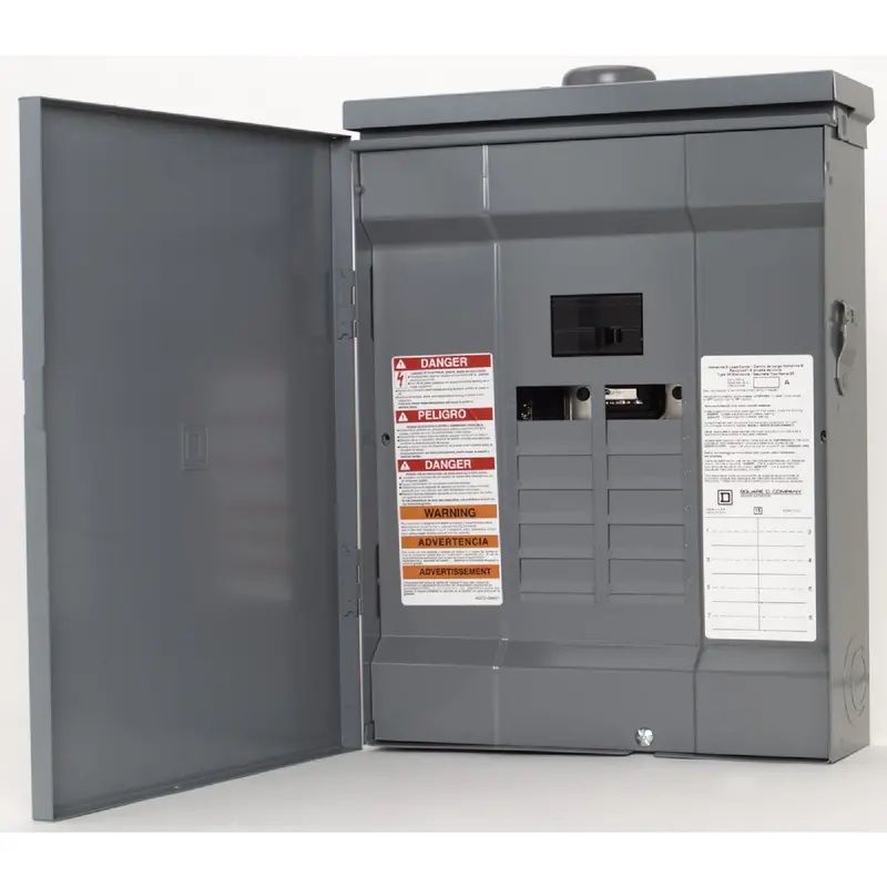 Square D Homeline Load Center – 100-Amp, 8-Space/16-Circuit Raintight Main Breaker Panel With Plug-On Neutral 1