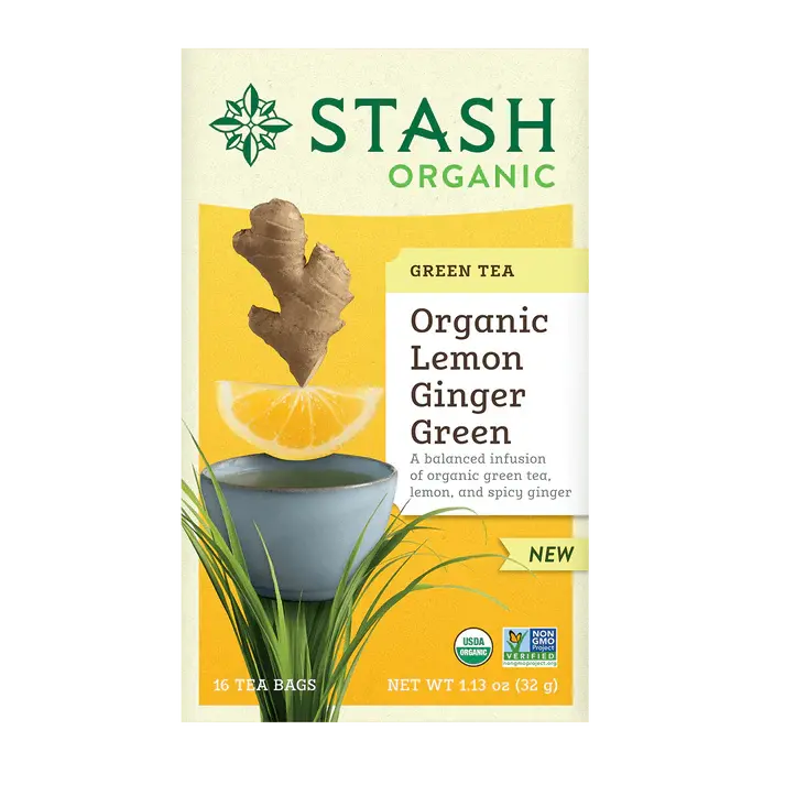 Stash Organic Lemon Ginger Green Tea Bags – 16 Count 1
