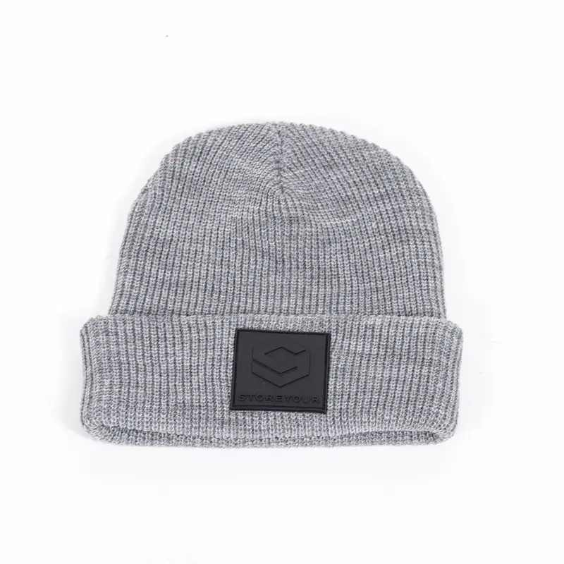 Sy Heather Grey Knit Beanie 1