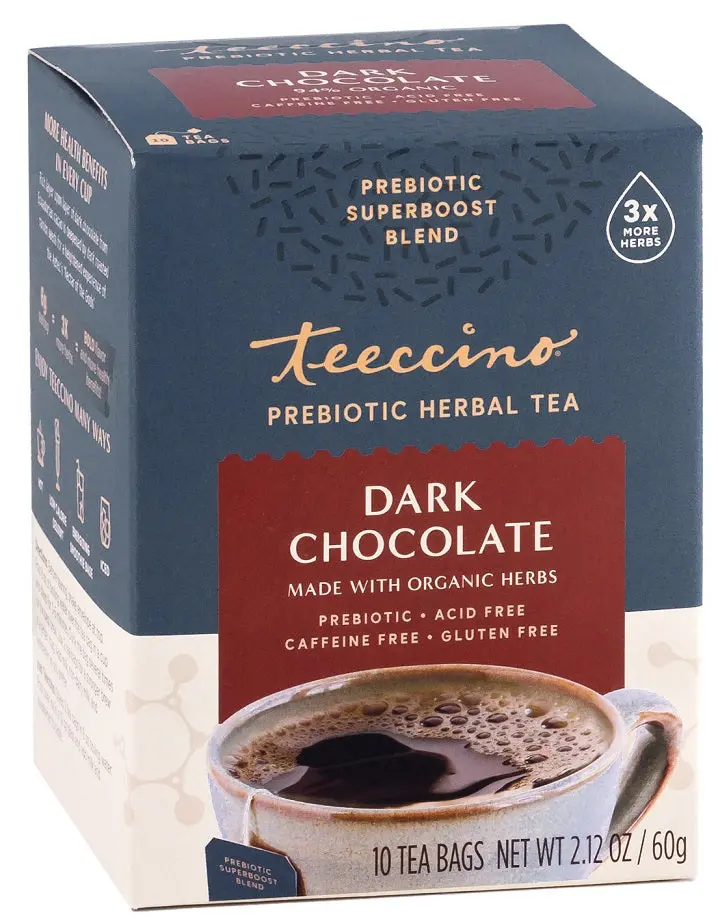 Teeccino Dark Chocolate Prebiotic Herbal Coffee Alternative – 10 Count 1