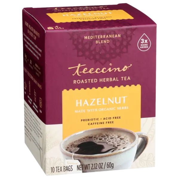 Teeccino Hazelnut Roasted Herbal Tea – 10-Count Organic Tea Bags 1