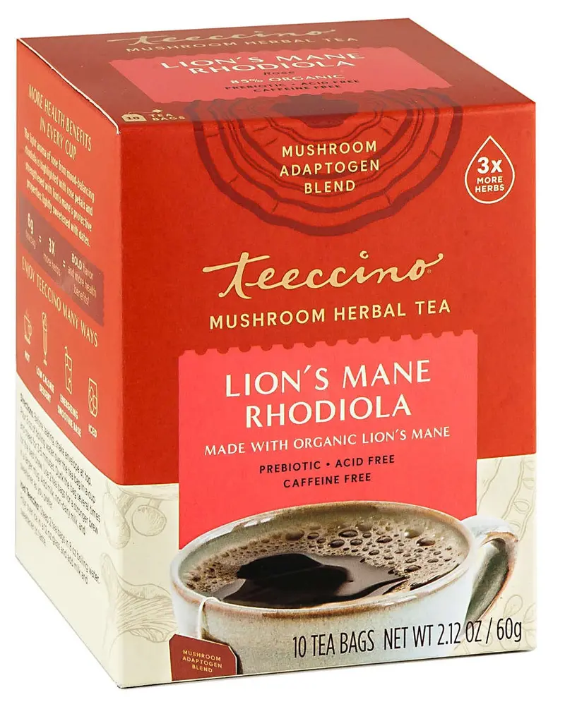 Teeccino Lion’S Mane & Rhodiola Mushroom Tea – 10 Biodegradable Sachets 1