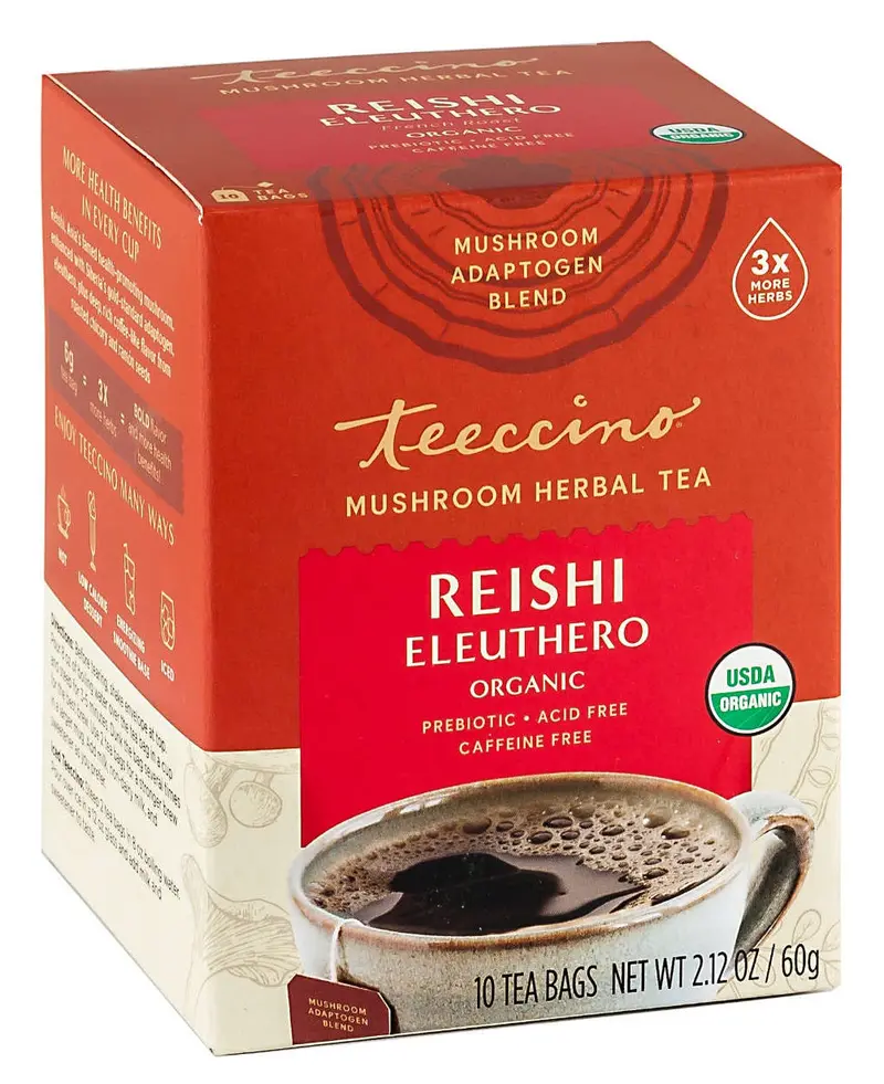 Teeccino Reishi & Eleuthero Mushroom Herbal Tea – 10-Pack Caffeine-Free Blend 1