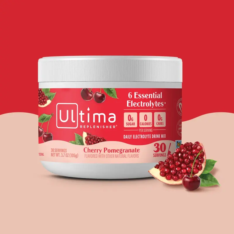 Ultima Replenisher Cherry Pomegranate Electrolyte Powder – 3.7 Oz Resealable Jar 1