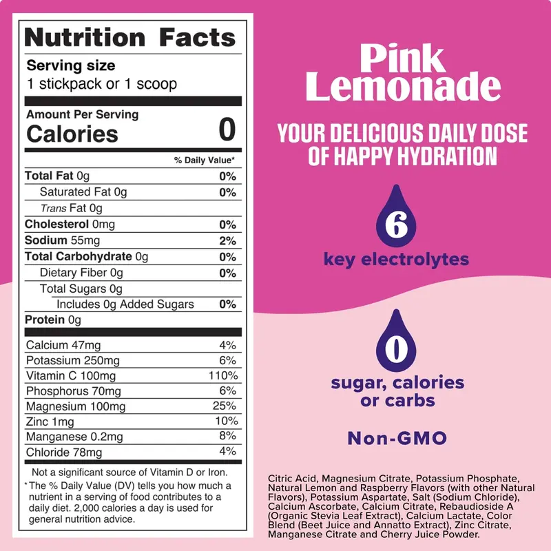 Ultima Replenisher Pink Lemonade Electrolyte Sticks – 20 Single-Serve Packets 1