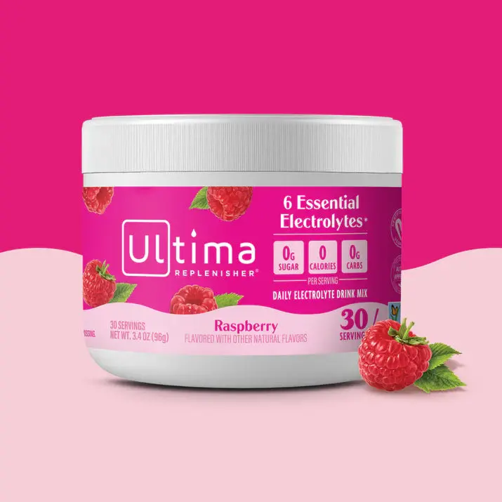 Ultima Replenisher Raspberry Electrolyte Powder – 3.4 Oz Canister 1